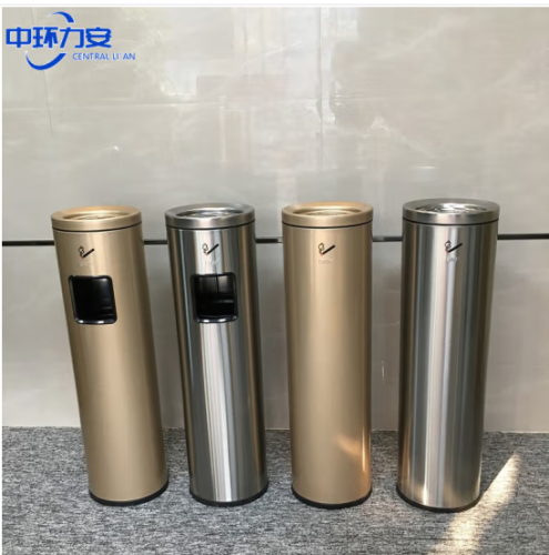 中环力安【香槟金129V】不锈钢烟灰桶欧式烟蒂柱带烟灰缸垃圾桶户外商场室外落地式烟灰柱