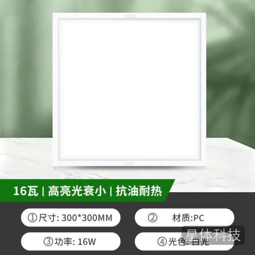 雷士(NVC)集成吊顶灯 led面板灯 铝扣板平板灯嵌入式 白边 16瓦 正白光300*300mm