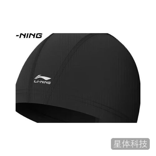 李宁（LI-NING）长发舒适布游泳帽护耳不勒头黑色